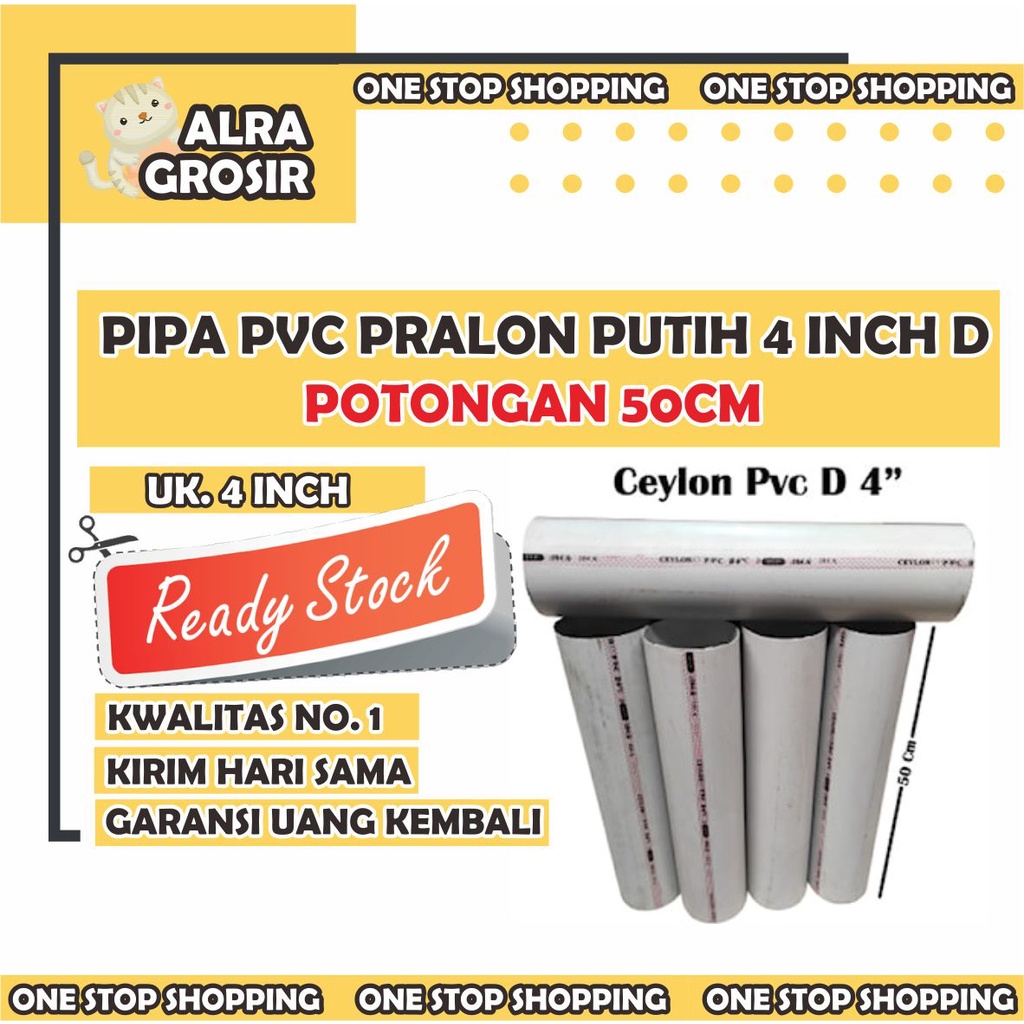 Jual PIPA PVC PRALON PUTIH 4 INCH D POTONGAN 50CM PIPA PVC MURAH PIPA ...