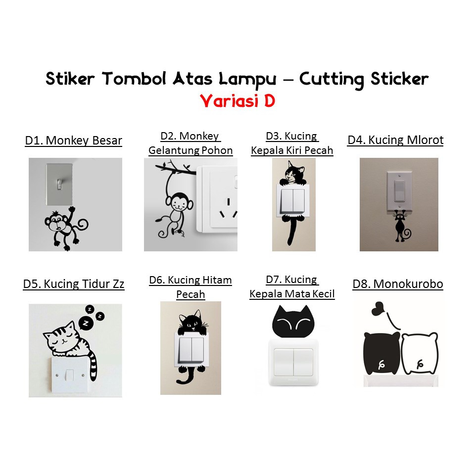 Jual Hiasan Dinding Stiker Tombol Atas Lampu Dekorasi Rumah Monyet