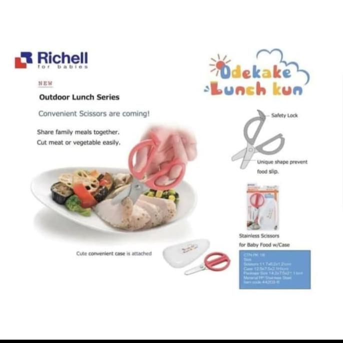 Richell 'Odekake Lunch Kun' Easy to Cut Baby Food Scissors with Case