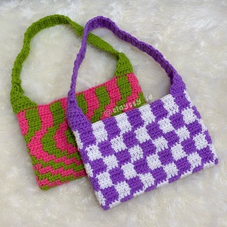 Powerpuff Heart Brown Crochet Baguette Bag, Women's Fashion, Bags &  Wallets, Shoulder Bags on Carousell