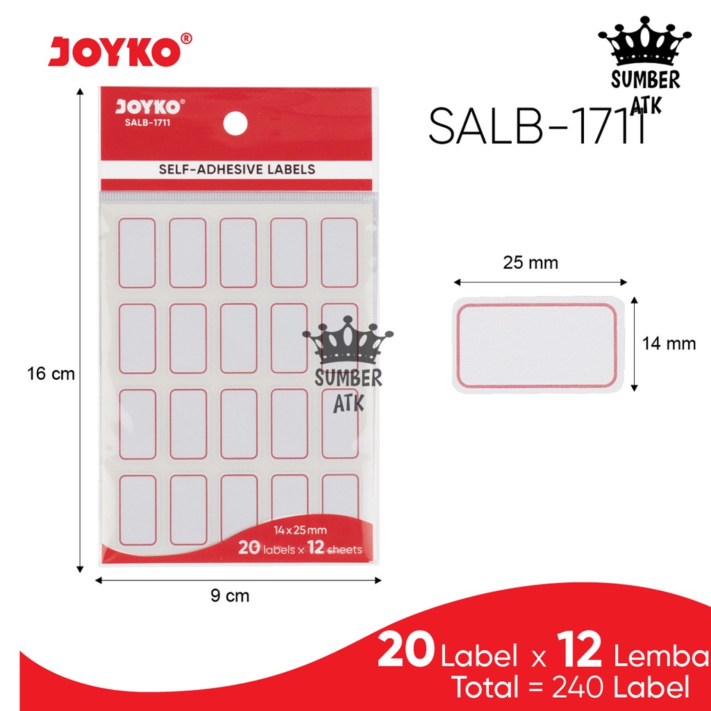 Jual Label Sticker Self Adhesive Labels Joyko SALB | Shopee Indonesia