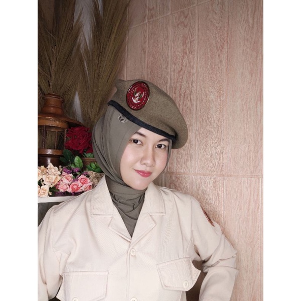 Jual BARET KEMHAN ORIGINAL / 1 SET ( Baret, Emblem, Dan Jilbab Kemhan ...