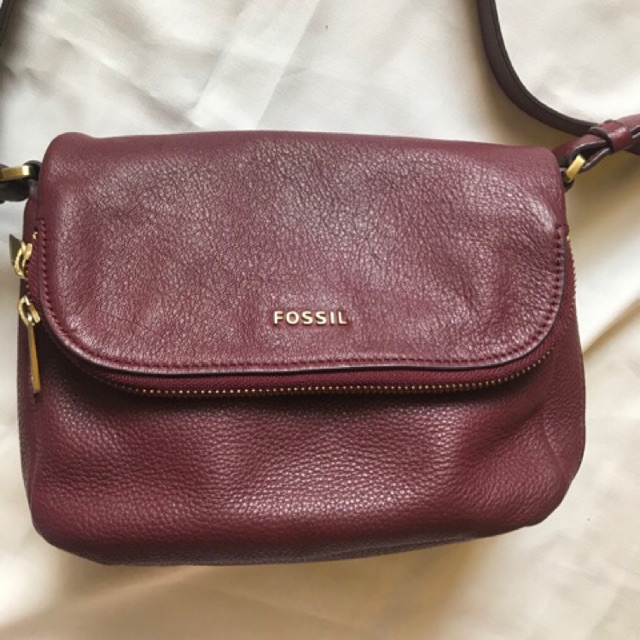 Jual NEGO Preloved Original Fossil Preston Small Flap Maroon