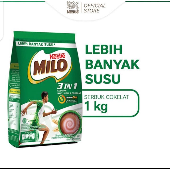 Jual Milo Activ-Go Rasa Coklat Pouch 1kg / 1000gr | Shopee Indonesia