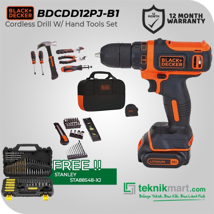 Jual Black & Decker Bor Impact Baterai + Perkakas Tangan 10.8V ...