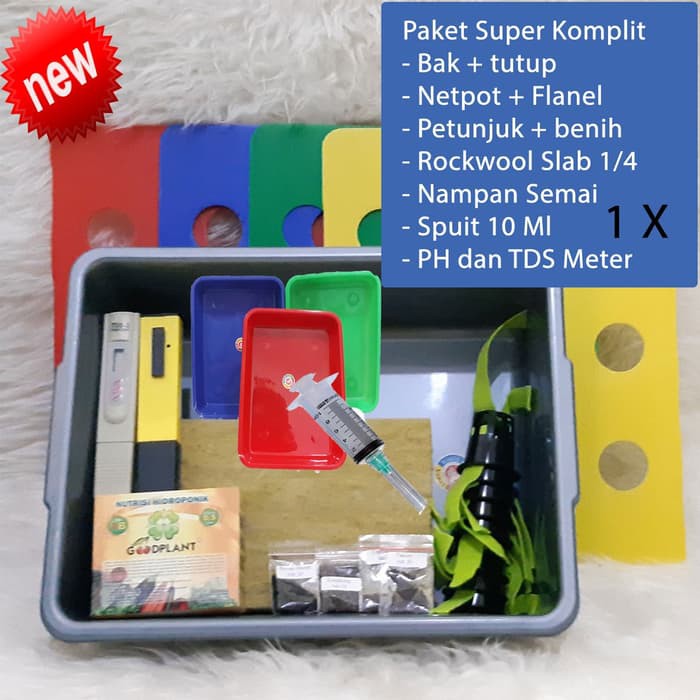 Jual Oke Bgt !! Paket Sistem Hidroponik Starter Kit 1 Set Slab Ph Dan 