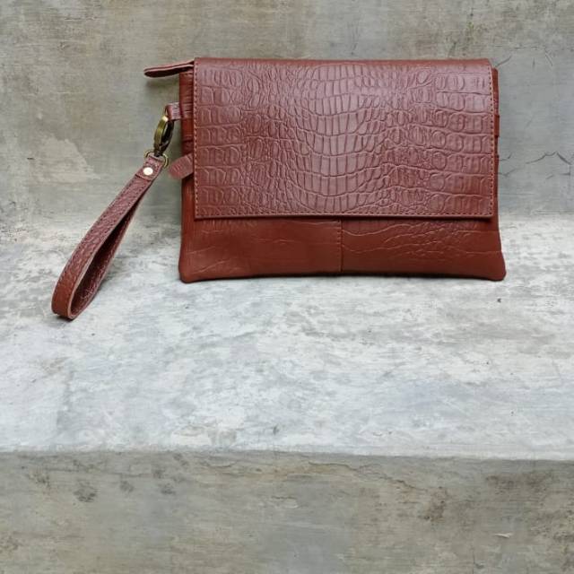 Jual Original Clutch Handbag PU Leather Tas Tangan Pria Wanita Casual Model  Kulit Buaya Crocodile Premium Import Hitam di lapak ori id