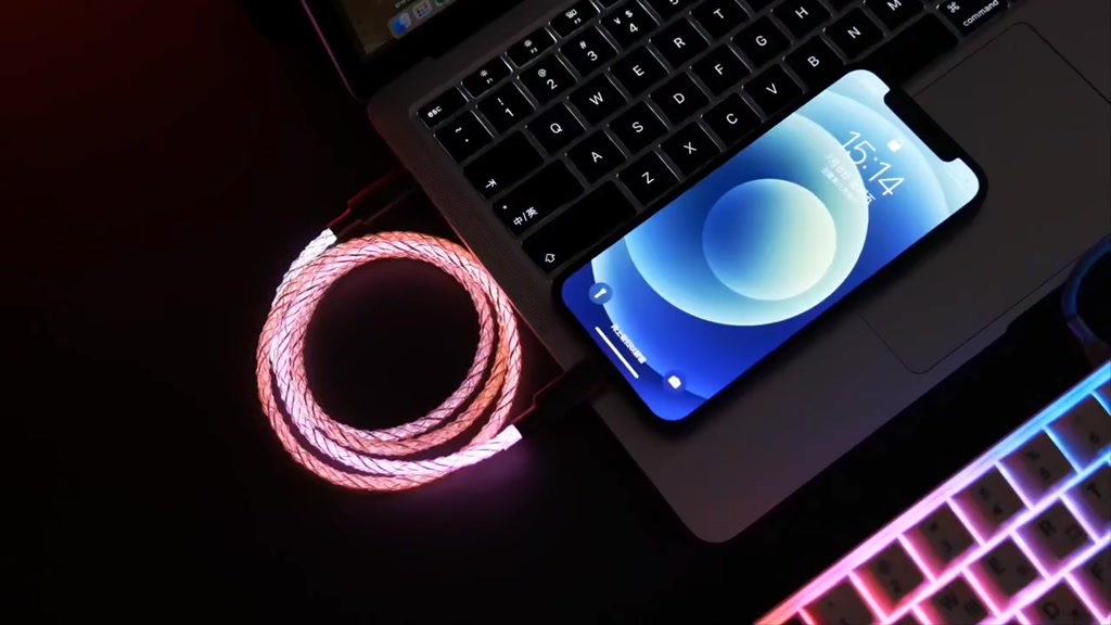 Jual RGB Kabel Data LED Type C / Lightning 66W 6A Kabel USB LED Fast ...