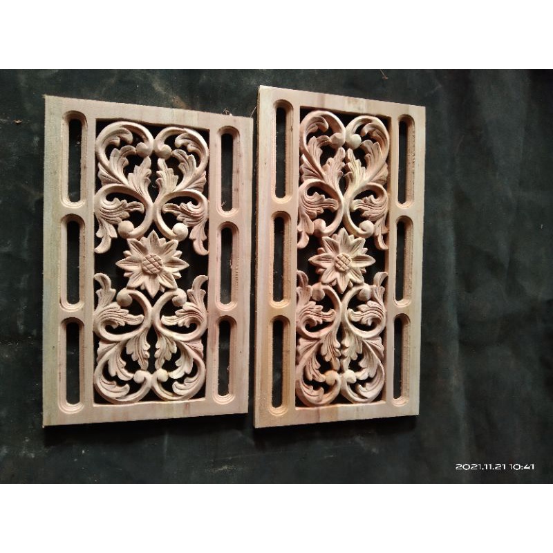 Jual Ornamen ukir kayu kepingan/boven angin angin rumah hiasan dekorasi