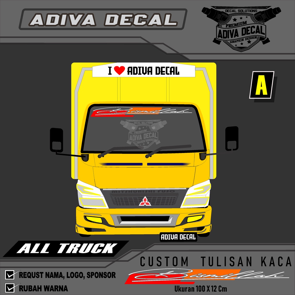 Jual Stiker Kaca Depan Truk Sticker Kaca Depan Truck Canter Elf Hino Giga Bismillah Custom