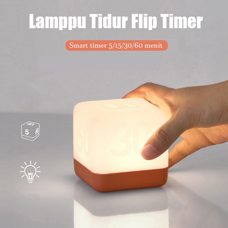 Jual Lampu Tidur Cubic Flip Timer Night Light Lampu Hias LED | Shopee ...