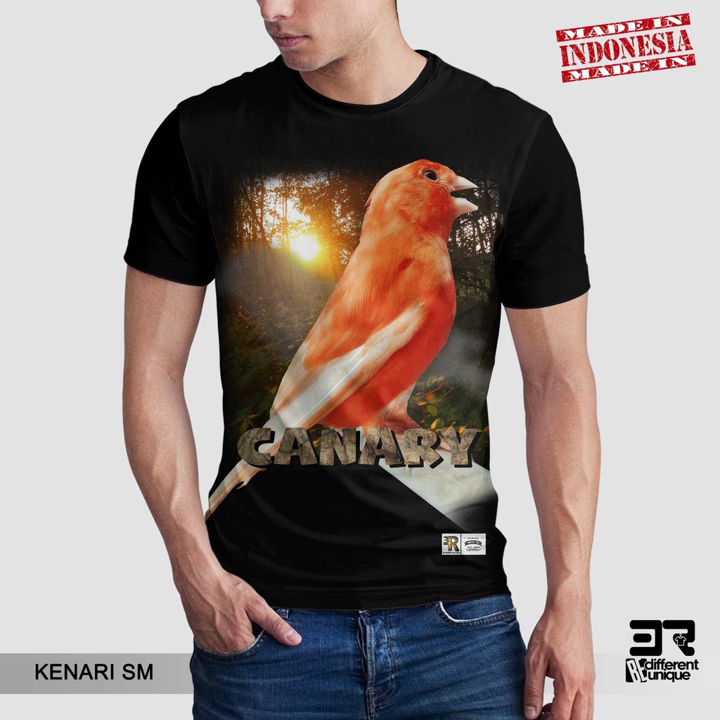 Jual [ COD ] KAOS DISTRO PRINTING GAMBAR BURUNG KENARI SM - BAJU HEWAN