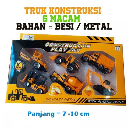 Jual Mainan Anak Diecast Mobil Konstruksi Isi 6 Pcs Truck, Excavator ...