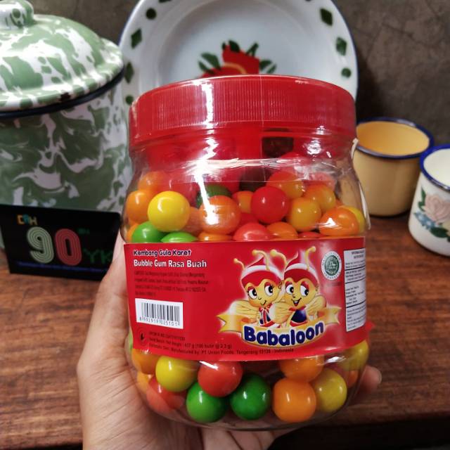 Jual PERMEN KARET BULAT Warna TOPLES Besar BABALOON.Mbang Gula Karet