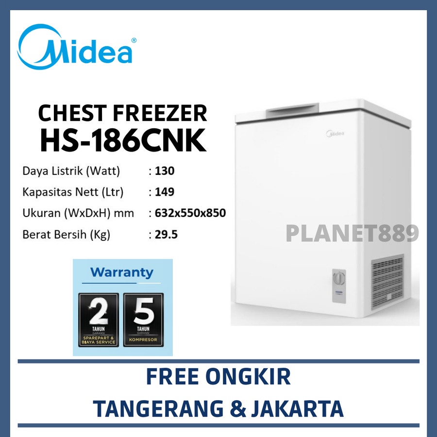 Jual MIDEA HS 186 CNK CHEST FREEZER 150 LITER CHEST FREEZER MIDEA