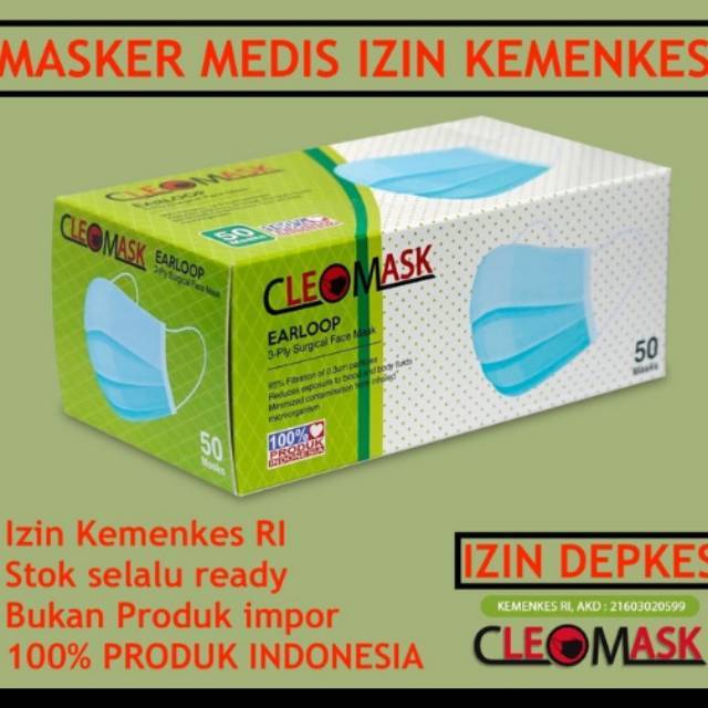 Jual Masker cleomask 3 ply mirip masker sensi earloop isi 50 pcs ...