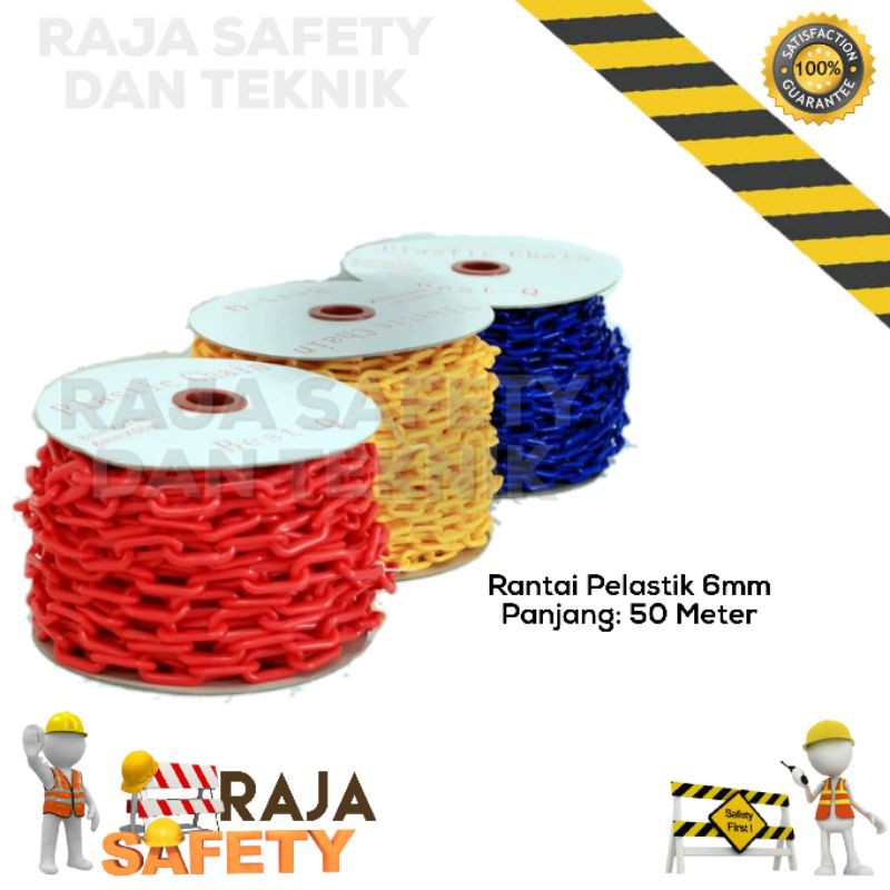 Jual Rantai Plastik Rantai Kerucut Pembatas Jalan 50m x 6mm | Shopee
