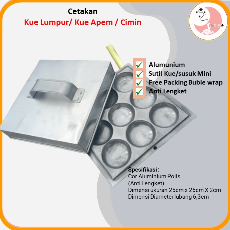 Jual Cetakan kue lumpur cilor cimin Baklor martabak mini 9 lubang Plus ...
