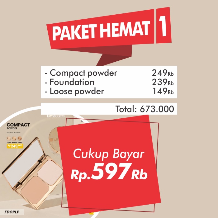 Jual Paket Hemat 1 Lumecolors Compact Powder Loose Powder Dan
