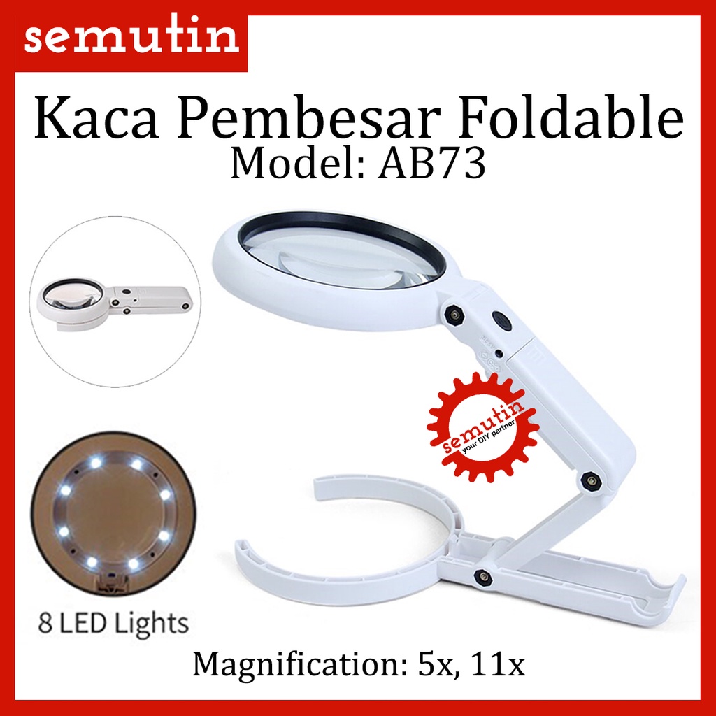 Jual Kaca Pembesar Foldable Led Ab73 Lup Lensa Magnifier Handheld