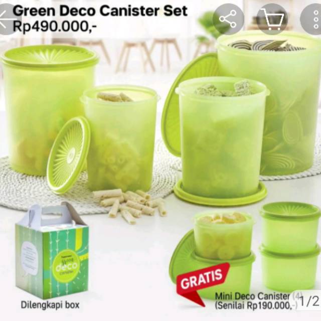 Jual Promo Tupperware Green Deco Canister Set Shopee Indonesia
