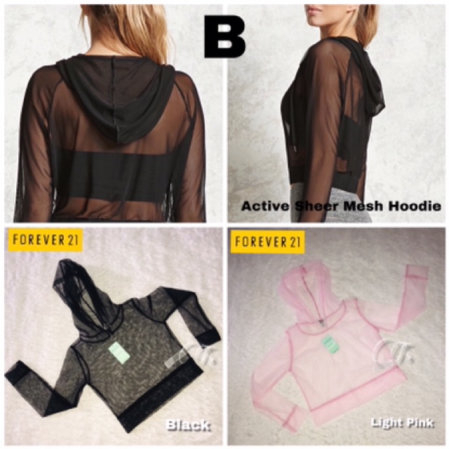 Jual Forever 21 Active Sheer Mesh Hoodie Shopee Indonesia