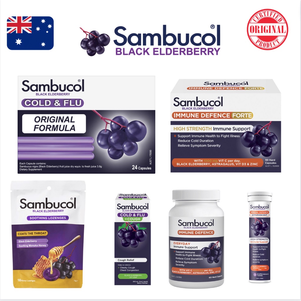 Jual SAMBUCOL Immune Defence Forte / Cold & Flu /Black Elderberry ALL