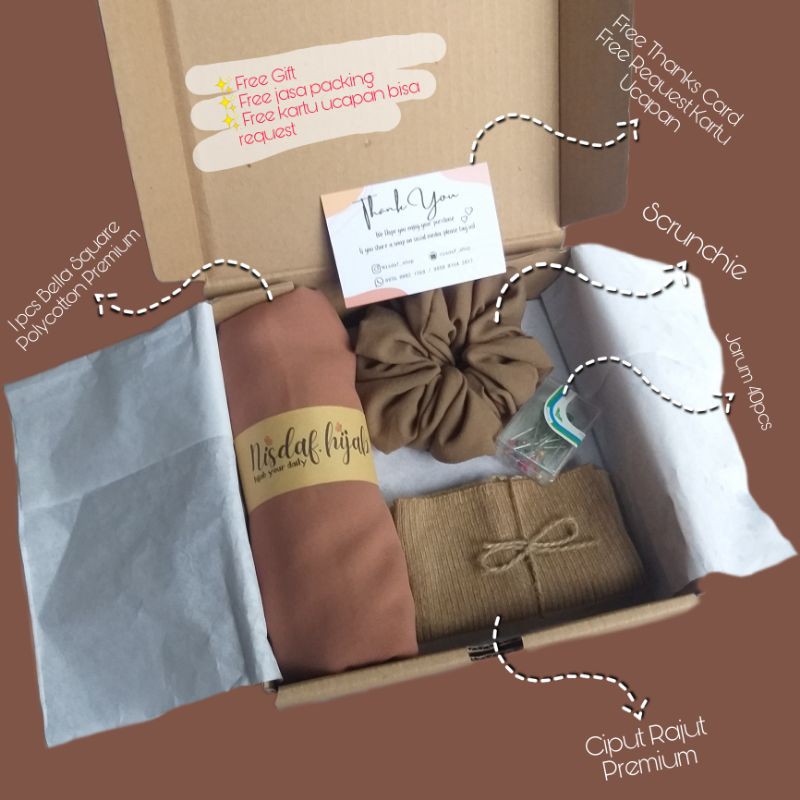 Jual Bisa Pilih Warna Gift Box Hijab Hampers Hijab Bella Square