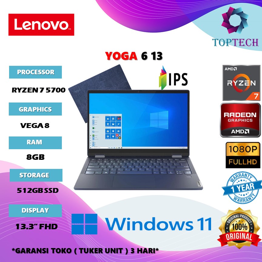 Jual Laptop Lenovo Yoga In Touch Ryzen Ram Gb Ssd Gb Vega W Fhd Ips