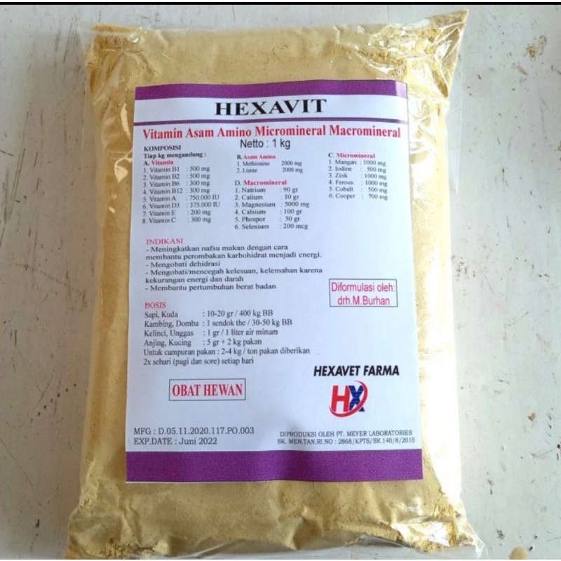 Jual HEXAVIT / Vitamin asam amino micromineral macromineral untuk hewan ...