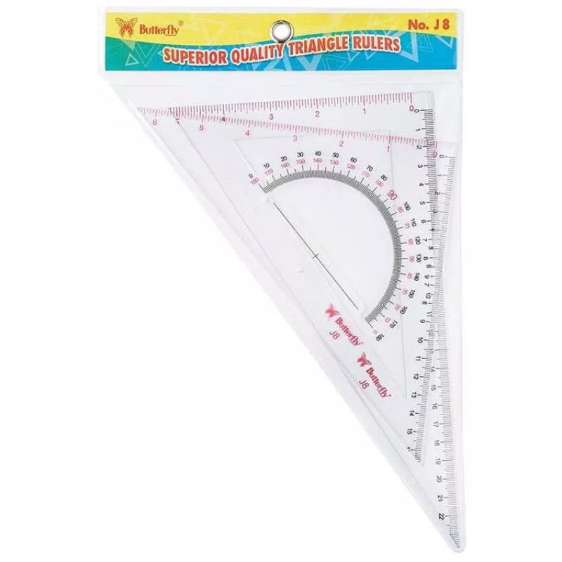 Jual ATK-POINT | BUTTERFLY penggaris segitiga J8 / triangle ruler No.J8 ...