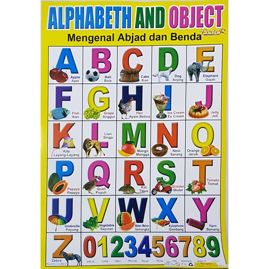 Jual Poster Edukasi Belajar Anak Alphabet Objek | Shopee Indonesia