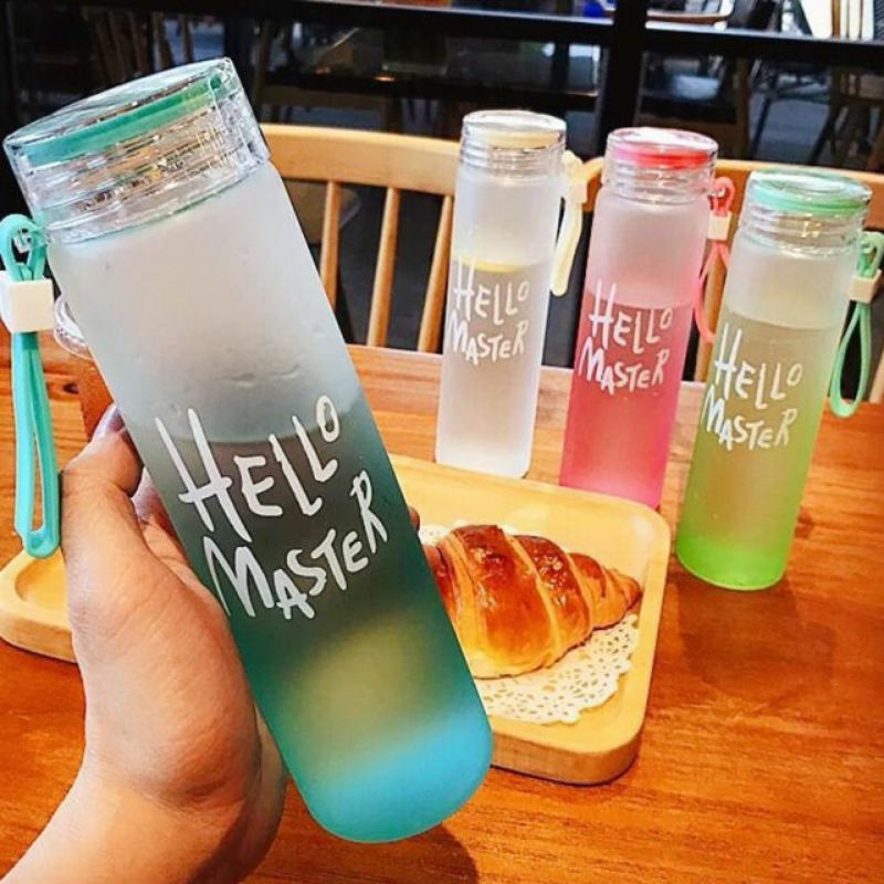 Jual Botol Minum Kaca Hello Master / Water Bottle Glass Helo Master ...