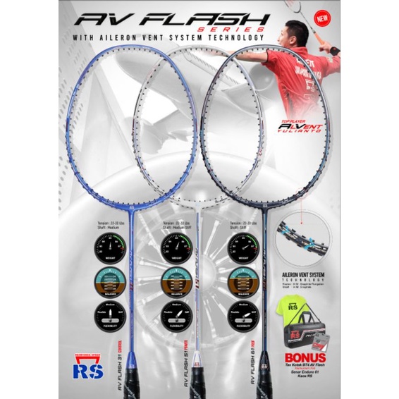 Jual raket badminton rs av flash 31 51 61 prof original | Shopee Indonesia