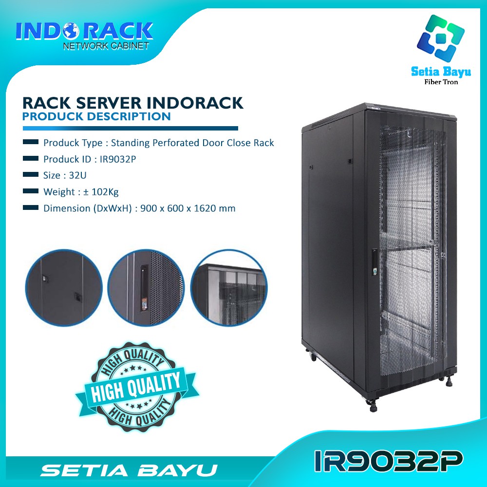 Jual INDORACK Standing Close Rack 32U Heavy Duty IR9032P - 32U 19 Inch ...