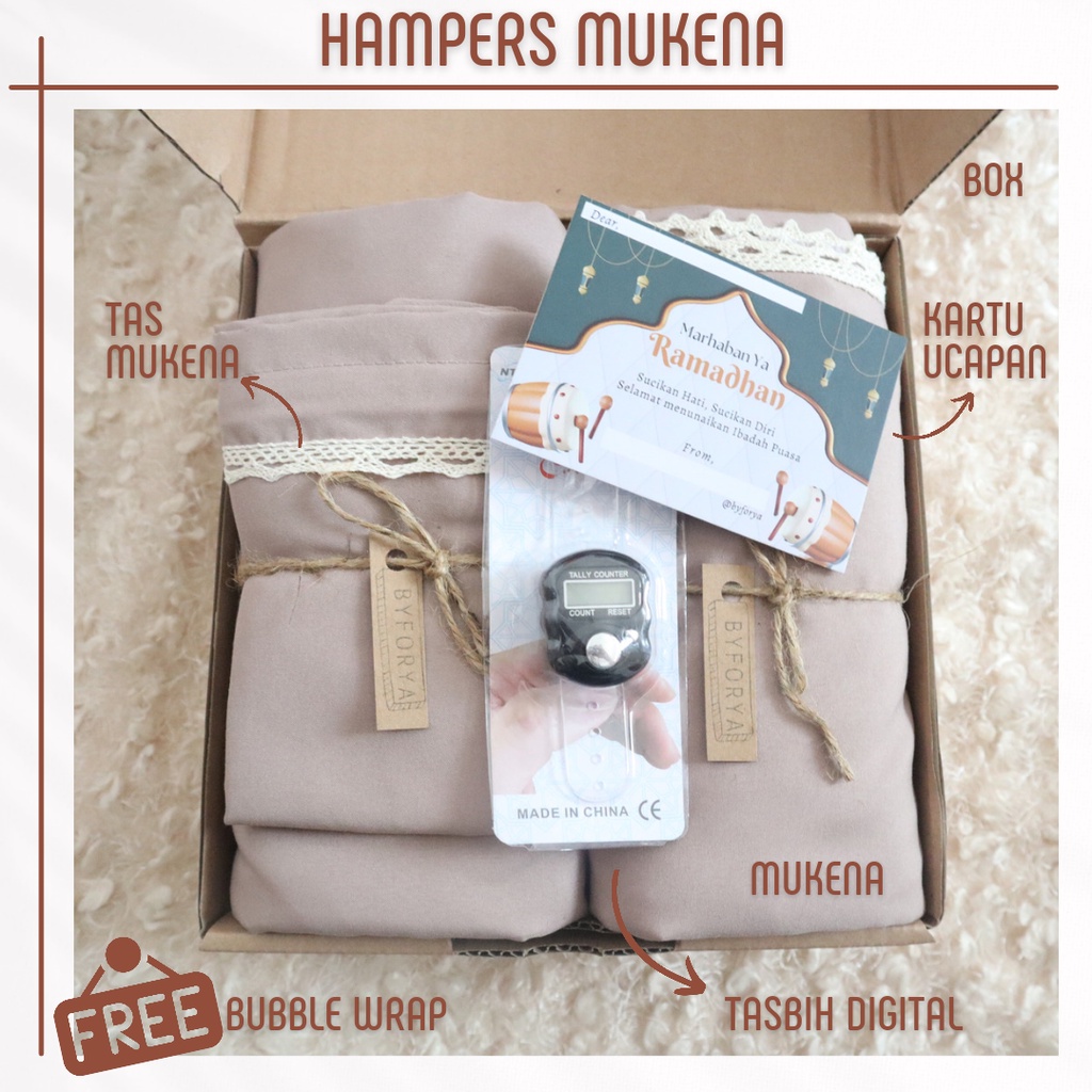 Hampers Mukena Katun Mikro Premium Gift Box | Kado Wanita Elegan | Ulang Tahun Wedding Idul Fitri Ramadhan Wisuda | BYFORYA