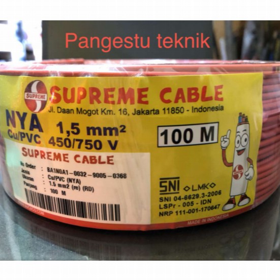 Jual Kabel NYA TUNGGAL 1 5 Mm Merah SUPREME 100 Meter Shopee Indonesia