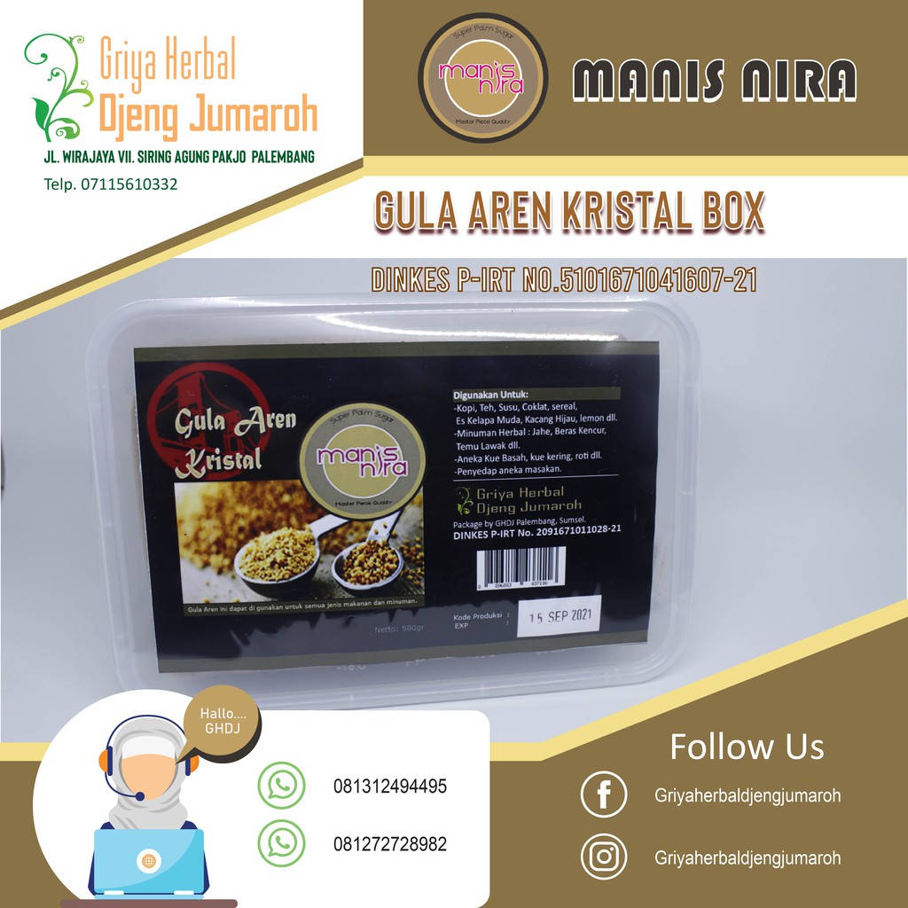 Jual GULA AREN KRISTAL MANIS NIRA / AREN / GULA KRISTAL BOX 500 Gram ...