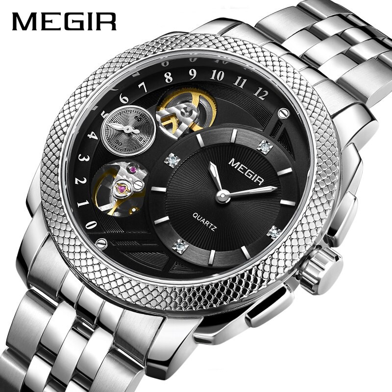 Jual MEGIR 2091 Jam Tangan Pria Automatic Analog Tali Stainless