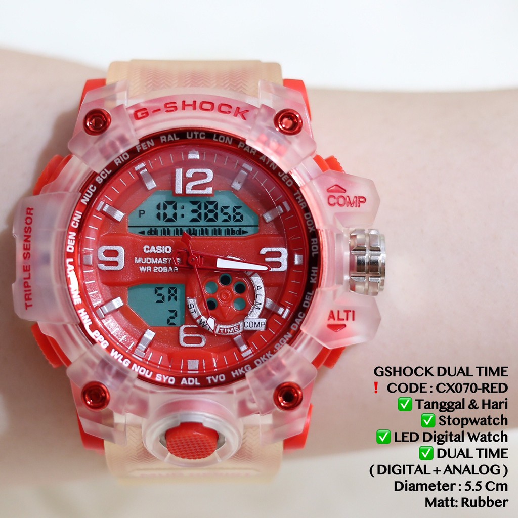 Jual Jam tangan pria CASIO GSHOCK LORENG dual time tali karet