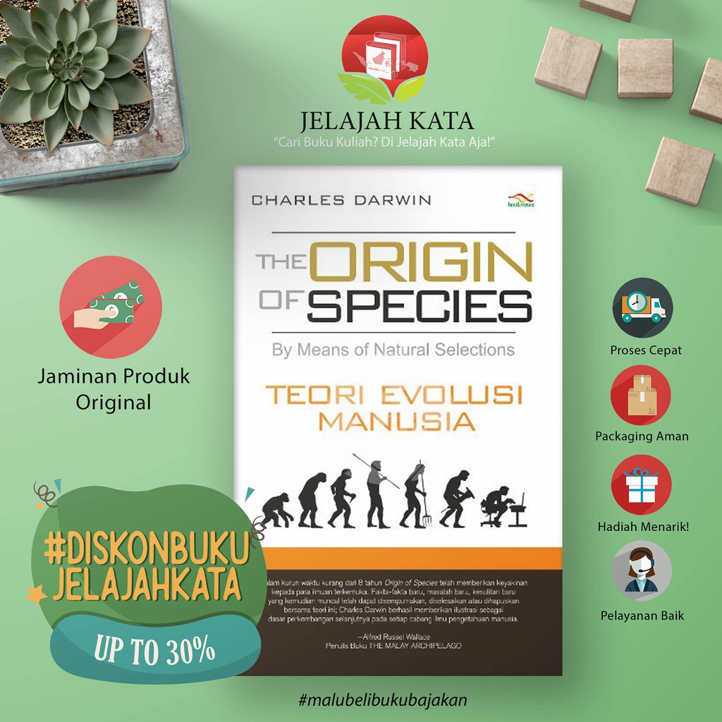 Jual Buku Teori Evolusi Manusia The Origin Of Species Charles Darwin