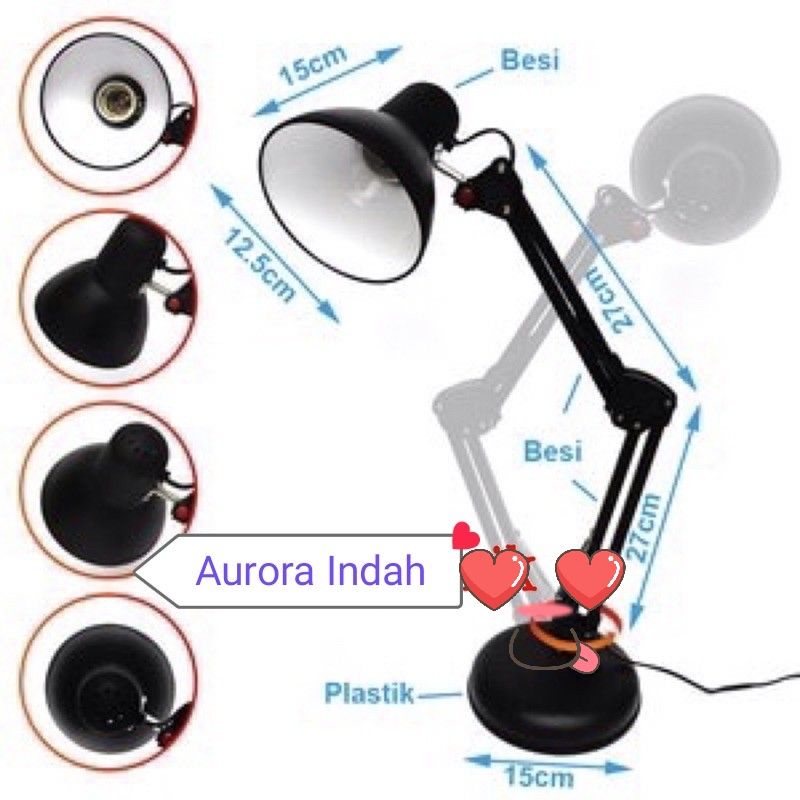 Jual Jm Fitting Hitam Lampu Baca Arsitek Untuk Di Meja Belajar Shopee Indonesia