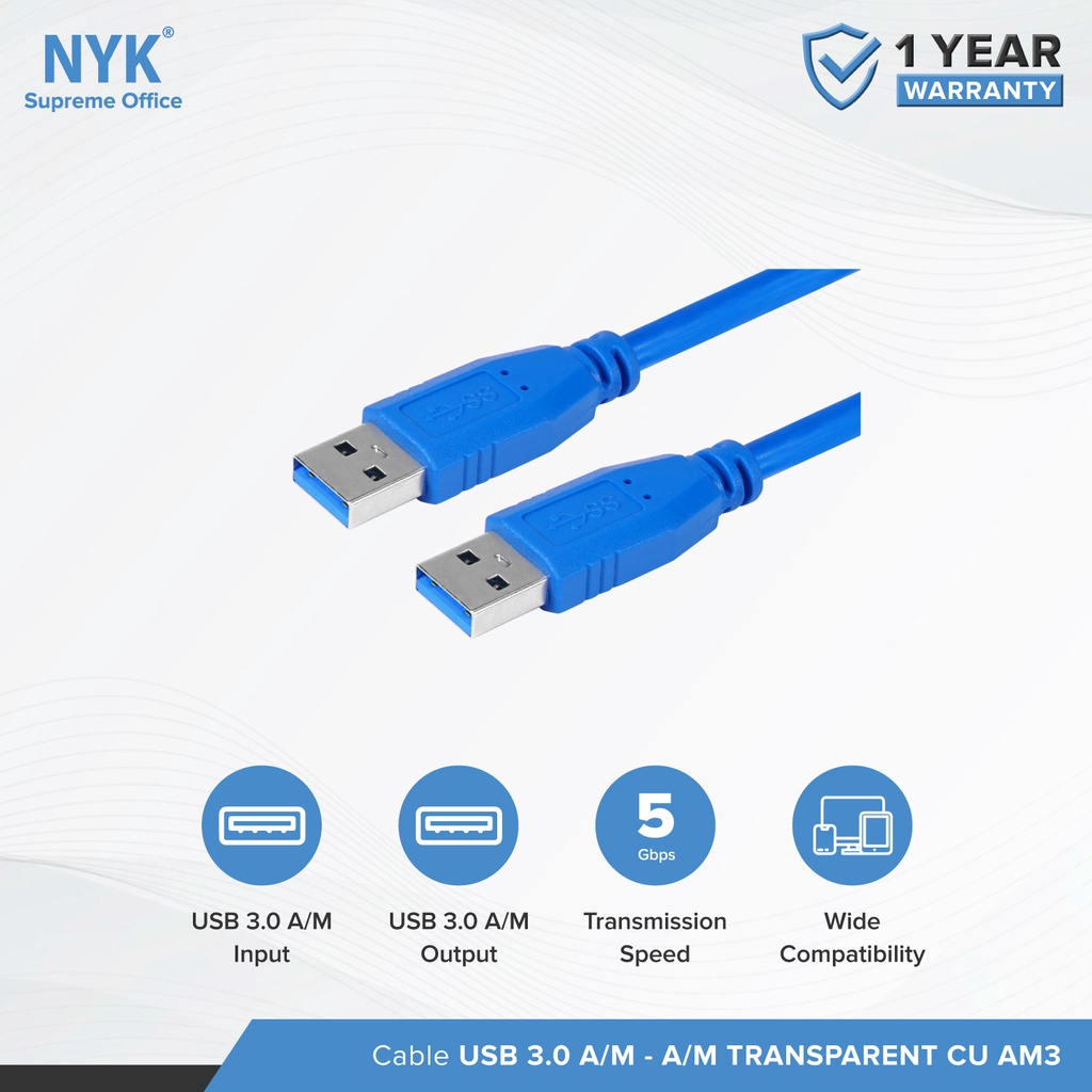 NYK Cable USB to USB v3.0 AM to AM 60cm COD (2)