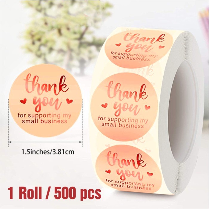 Jual Sticker Label Thank You Plum Orange Pink Rose Gold Foil