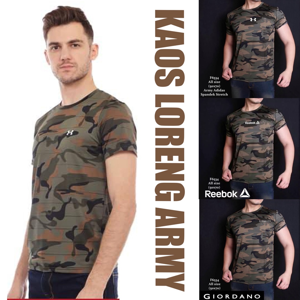 Jual Baju kaos army camo tentara ABRI TNI Loreng gym fitness komando ...