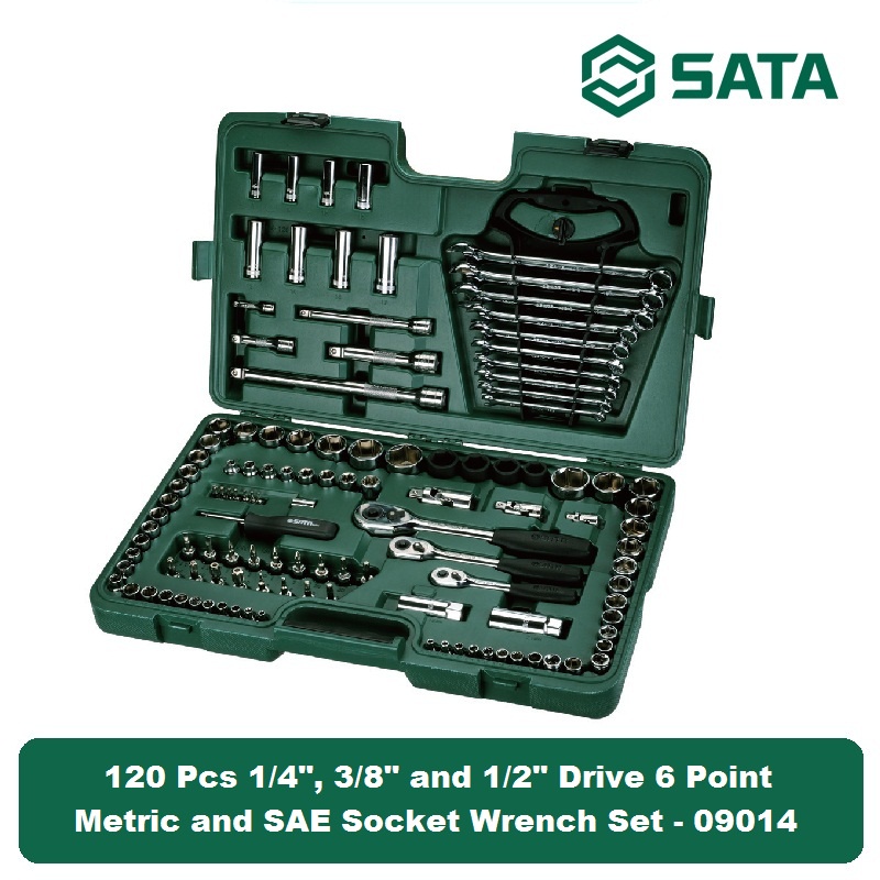 Jual SATA Tools 120 Pcs 1/4", 3/8" and 1/2" Drive 6 Point Metric and ...