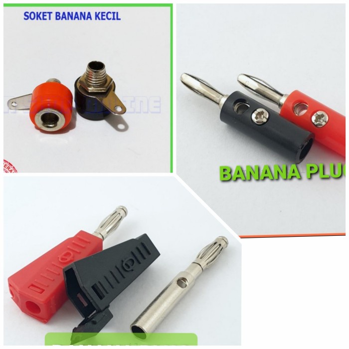 Jual colokan jack soket jek banana plug bulat segi mh steker bush ...