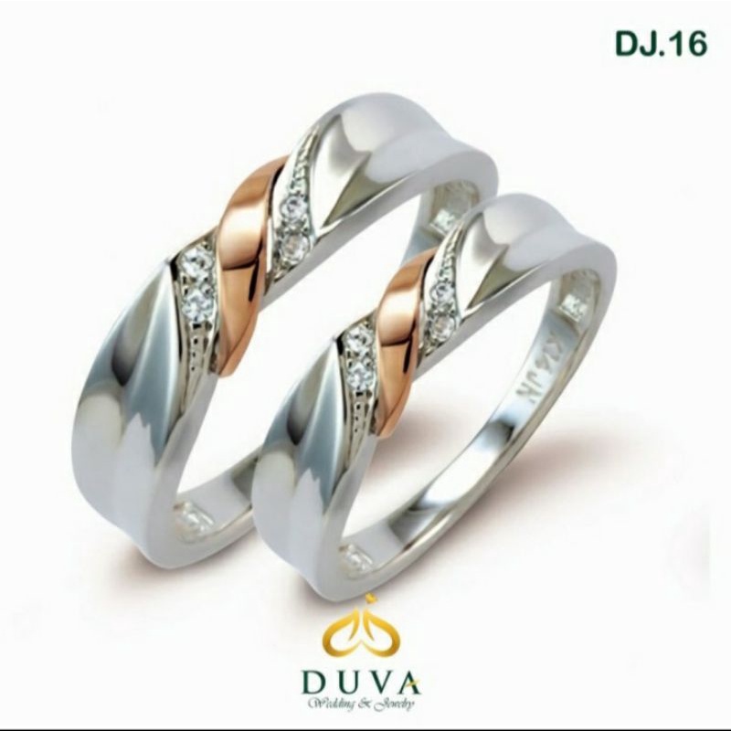 Jual Cincin Kawin Nikah Tunangan Dj 16 Couple Perak Sterling Silver 925