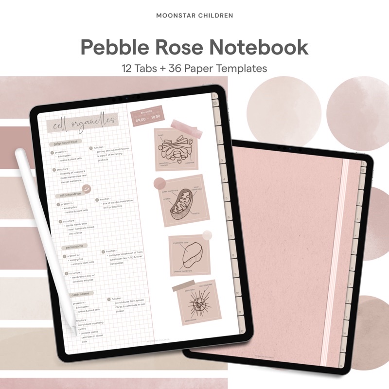 Jual Pebble Rose Bundle Digital Neutral Notebook 12 Tabs with 36 Paper ...