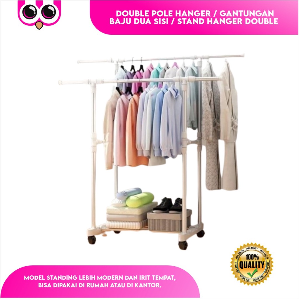 Jual DOUBLE POLE HANGER / GANTUNGAN BAJU DUA SISI / STAND HANGER DOUBLE